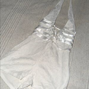 SHEIN White Lace-Up Halter Jumpsuit